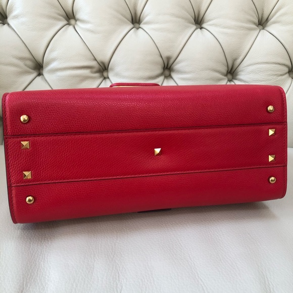 New Valentino VSLING Lipstick Red Leather Bag Satchel Medium Rockstud Perfect - Picture 9 of 16